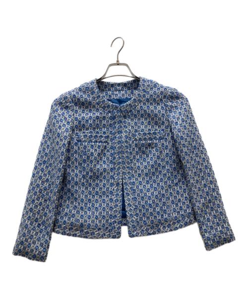 allureville（アルアバイル）allureville (アルアバイル) ノーカラージャケット ブルー サイズ:Sの古着・服飾アイテム