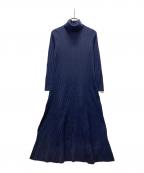 Nobleノーブル）の古着「ハリヌキシャドーボーダーニットフレアワンピース」｜ネイビー