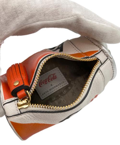 ANYA HINDMARCH（アニヤ・ハインドマーチ）ANYA HINDMARCH (アニヤハインドマーチ) Fanta Pouch アイボリー×オレンジの古着・服飾アイテム