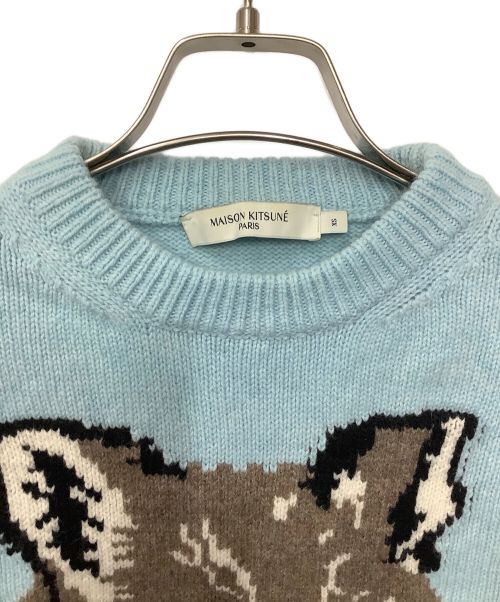 maison kitsune（メゾンキツネ）MAISON KITSUNE (メゾンキツネ) BIG FOX HEAD PULLOVER ブルー サイズ:XSの古着・服飾アイテム