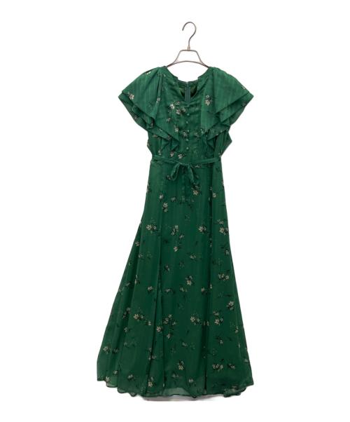 JUSGLITTY（ジャスグリッティー）JUSGLITTY (ジャスグリッティー) フラワープリントフリルワンピース グリーン サイズ:SIZE2の古着・服飾アイテム