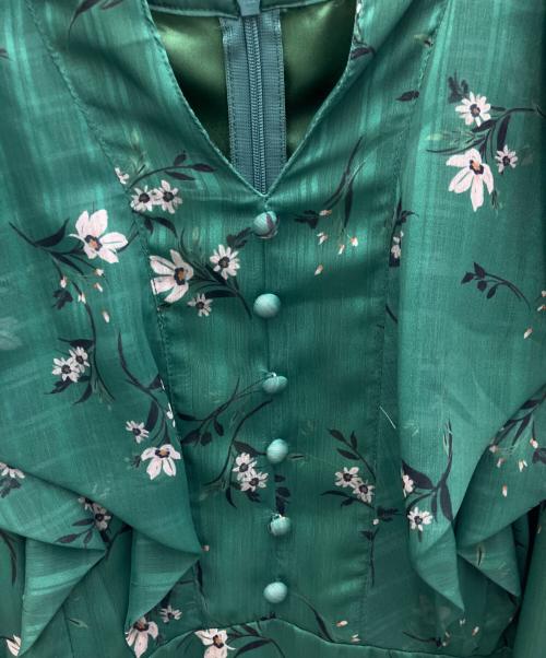 JUSGLITTY（ジャスグリッティー）JUSGLITTY (ジャスグリッティー) フラワープリントフリルワンピース グリーン サイズ:SIZE2の古着・服飾アイテム