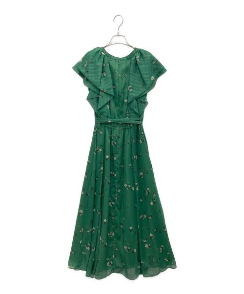 JUSGLITTY（ジャスグリッティー）JUSGLITTY (ジャスグリッティー) フラワープリントフリルワンピース グリーン サイズ:SIZE2の古着・服飾アイテム