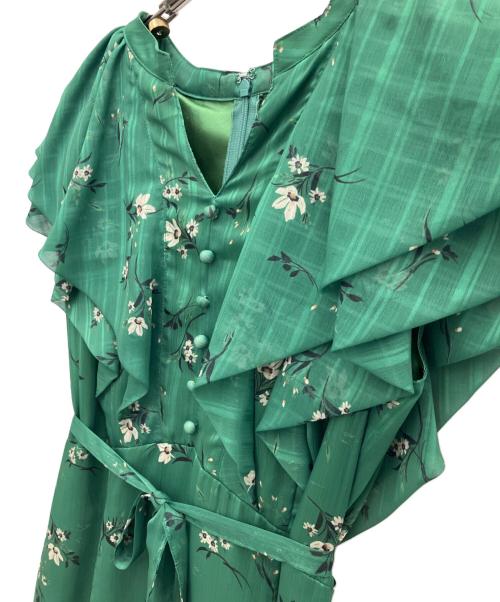 JUSGLITTY（ジャスグリッティー）JUSGLITTY (ジャスグリッティー) フラワープリントフリルワンピース グリーン サイズ:SIZE2の古着・服飾アイテム