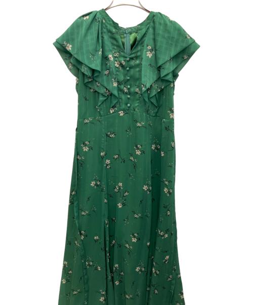 JUSGLITTY（ジャスグリッティー）JUSGLITTY (ジャスグリッティー) フラワープリントフリルワンピース グリーン サイズ:SIZE2の古着・服飾アイテム
