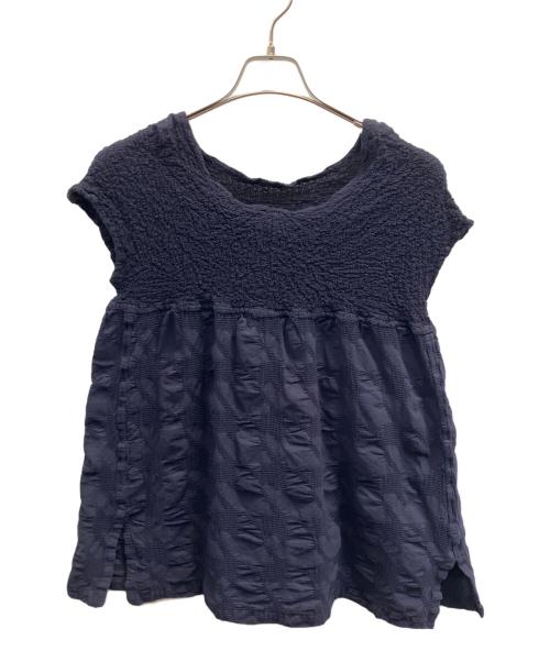 me ISSEY MIYAKE（ミーイッセイ ミヤケ）me ISSEY MIYAKE (ミーイッセイ ミヤケ) シワ加工ノースリーブブラウス ネイビー サイズ:フリーの古着・服飾アイテム