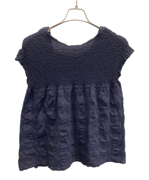 me ISSEY MIYAKE（ミーイッセイ ミヤケ）me ISSEY MIYAKE (ミーイッセイ ミヤケ) シワ加工ノースリーブブラウス ネイビー サイズ:フリーの古着・服飾アイテム