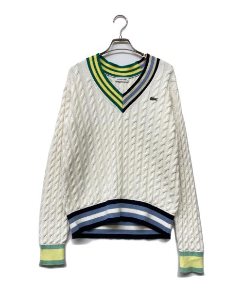 LACOSTE（ラコステ）LACOSTE (ラコステ) アシンメトリーケーブルニットテニスセーター ホワイト サイズ:40の古着・服飾アイテム