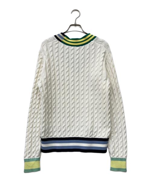 LACOSTE（ラコステ）LACOSTE (ラコステ) アシンメトリーケーブルニットテニスセーター ホワイト サイズ:40の古着・服飾アイテム
