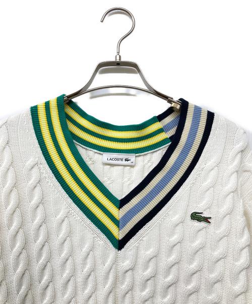 LACOSTE（ラコステ）LACOSTE (ラコステ) アシンメトリーケーブルニットテニスセーター ホワイト サイズ:40の古着・服飾アイテム