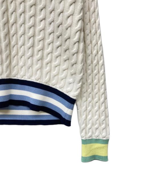 LACOSTE（ラコステ）LACOSTE (ラコステ) アシンメトリーケーブルニットテニスセーター ホワイト サイズ:40の古着・服飾アイテム