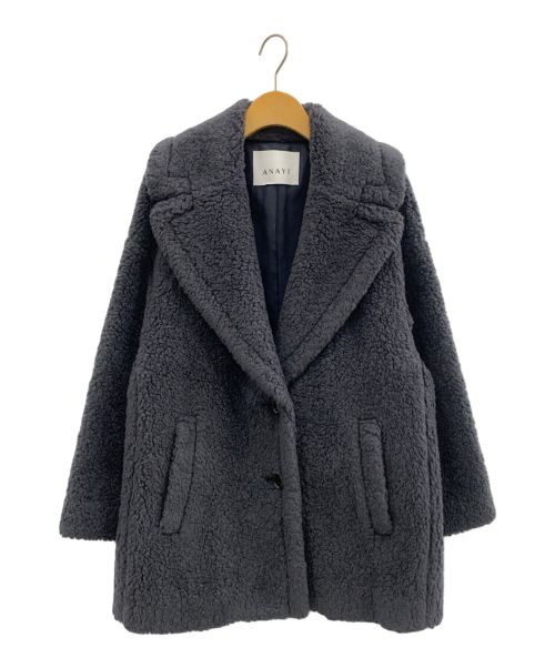 ANAYI（アナイ）ANAYI (アナイ) カーリーウールミドルＡラインコート グレー サイズ:36の古着・服飾アイテム