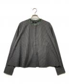 mizuiro-indミズイロインド）の古着「バンドカラーチェックシャツ」｜ブラック