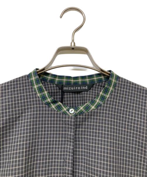 mizuiro-ind（ミズイロインド）mizuiro-ind (ミズイロインド) バンドカラーチェックシャツ ブラック サイズ:‐の古着・服飾アイテム