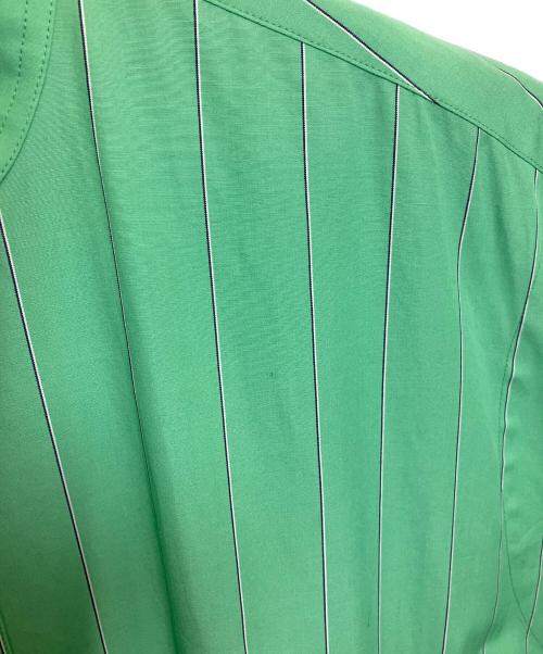 BLAMINK（ブラミンク）BLAMINK (ブラミンク) ストライプコットンバンドカラーノースリーブワンピース グリーン サイズ:36の古着・服飾アイテム