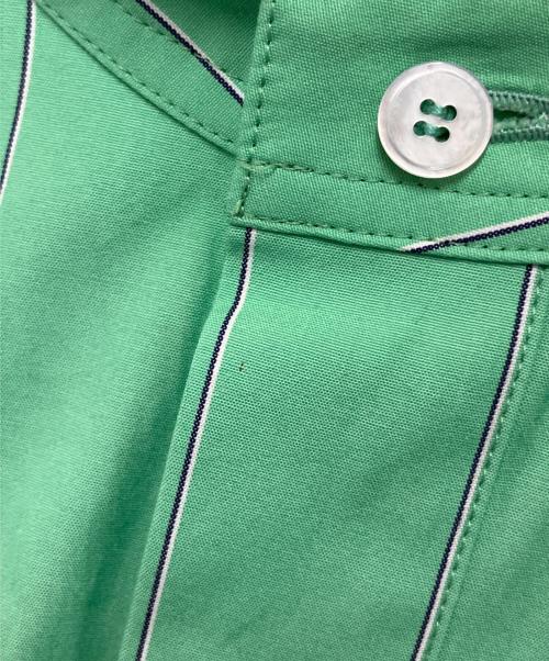 BLAMINK（ブラミンク）BLAMINK (ブラミンク) ストライプコットンバンドカラーノースリーブワンピース グリーン サイズ:36の古着・服飾アイテム