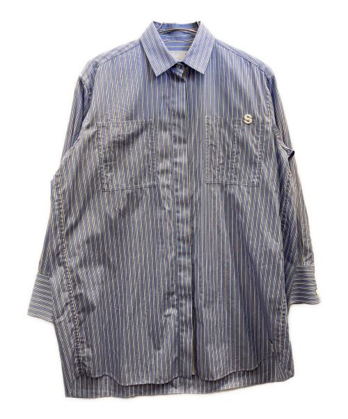 sacai（サカイ）sacai (サカイ) THOMAS MASON (トーマスメイソン) ストライプシャツ ブルー サイズ:1の古着・服飾アイテム