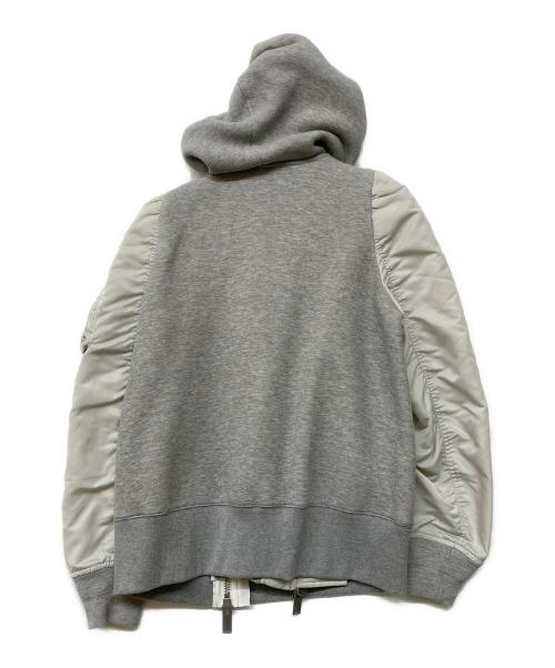 sacai（サカイ）sacai (サカイ) MA-1 スポンジスウェット ドッキングブルゾン グレー サイズ:1の古着・服飾アイテム
