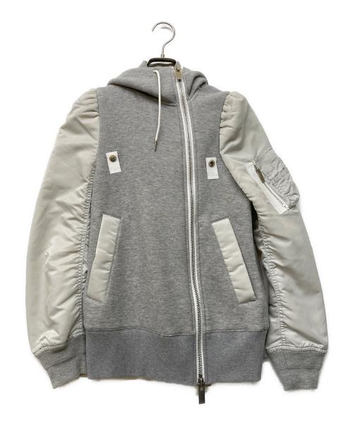 sacai（サカイ）sacai (サカイ) MA-1 スポンジスウェット ドッキングブルゾン グレー サイズ:1の古着・服飾アイテム