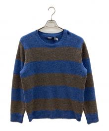 POLO RALPH LAUREN（ポロ・ラルフローレン）の古着「エルボーパッチニット」｜ブルー×チャコールグレー