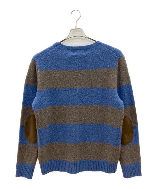 POLO RALPH LAUREN（ポロ・ラルフローレン）POLO RALPH LAUREN (ポロ・ラルフローレン) エルボーパッチニット ブルー×チャコールグレー サイズ:Lの古着・服飾アイテム