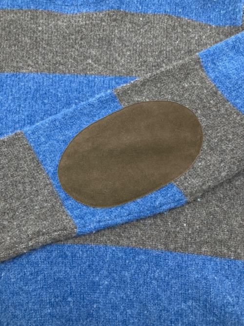 POLO RALPH LAUREN（ポロ・ラルフローレン）POLO RALPH LAUREN (ポロ・ラルフローレン) エルボーパッチニット ブルー×チャコールグレー サイズ:Lの古着・服飾アイテム