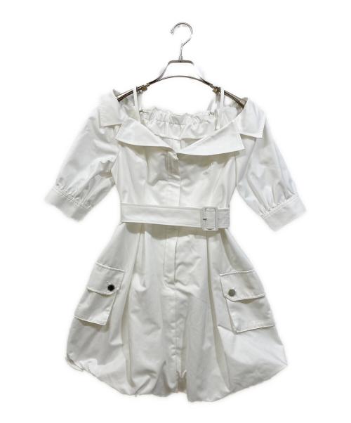 eimy istoire（エイミーイストワール）eimy istoire (エイミーイストワール) オフショルダーバルーンミニワンピース ホワイト サイズ:Sの古着・服飾アイテム