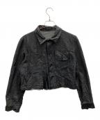 Y'sワイズ）の古着「シワ加工クロップドシャツ」｜ブラック