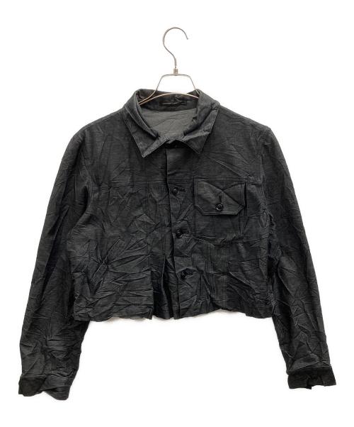 Y's（ワイズ）Y's (ワイズ) シワ加工クロップドシャツ ブラック サイズ:2の古着・服飾アイテム