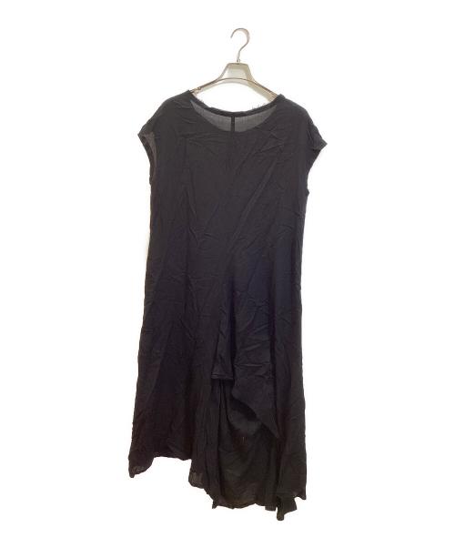 yohji yamamoto+noir（ヨウジヤマモトプリュスノアール）yohji yamamoto+noir (ヨウジヤマモトプリュスノアール) ノースリーブアシンメトリーワンピース ブラック サイズ:1の古着・服飾アイテム