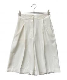 Noble（ノーブル）の古着「ドレープサテンダブルベルトハーフパンツ」｜ホワイト