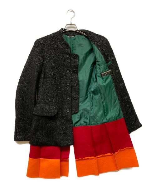 COMME des GARCONS HOMME PLUS（コムデギャルソンオムプリュス）COMME des GARCONS HOMME PLUS (コムデギャルソンオムプリュス) ヘムフェルトツイードジャケット ブラック×レッド×オレンジ サイズ:Sの古着・服飾アイテム