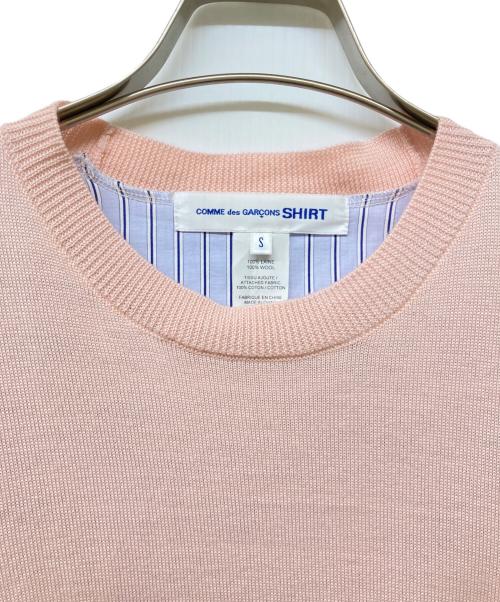 COMME des GARCONS SHIRT（コムデギャルソンシャツ）COMME des GARCONS SHIRT (コムデギャルソンシャツ) シャツ切替ニット ブルー×ピンク サイズ:Sの古着・服飾アイテム