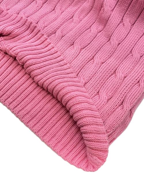 POLO RALPH LAUREN（ポロ・ラルフローレン）POLO RALPH LAUREN (ポロ・ラルフローレン) PIMA COTTON QRタグハーフスリーブケーブルニット ピンク サイズ:Lの古着・服飾アイテム