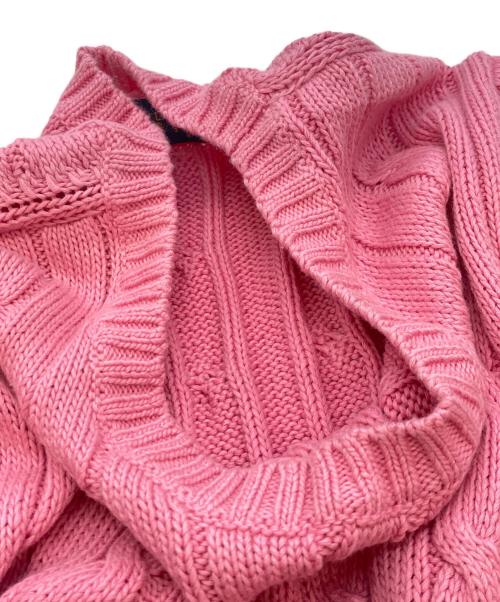 POLO RALPH LAUREN（ポロ・ラルフローレン）POLO RALPH LAUREN (ポロ・ラルフローレン) PIMA COTTON QRタグハーフスリーブケーブルニット ピンク サイズ:Lの古着・服飾アイテム