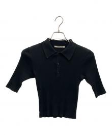 AURALEE（オーラリー）の古着「GIZA HIGH GAUGE RIB KNIT POLO」｜ブラック