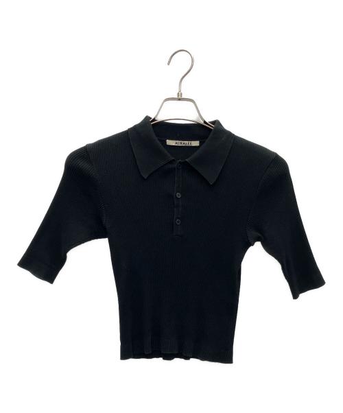 AURALEE（オーラリー）AURALEE (オーラリー) GIZA HIGH GAUGE RIB KNIT POLO ブラック サイズ:SIZE0の古着・服飾アイテム