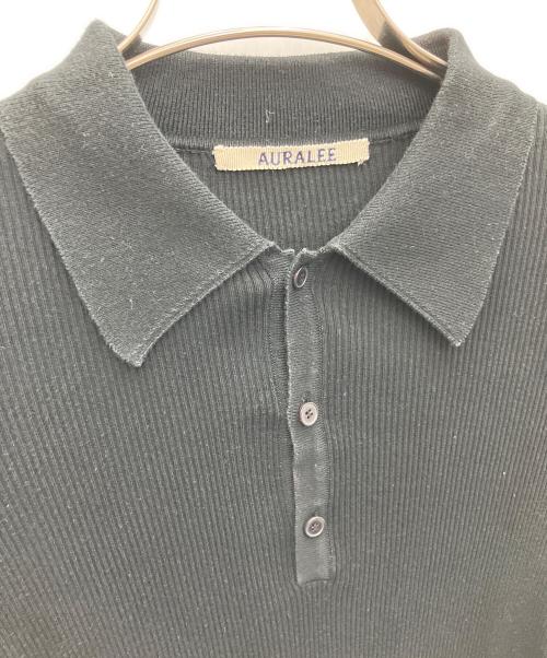 AURALEE（オーラリー）AURALEE (オーラリー) GIZA HIGH GAUGE RIB KNIT POLO ブラック サイズ:SIZE0の古着・服飾アイテム