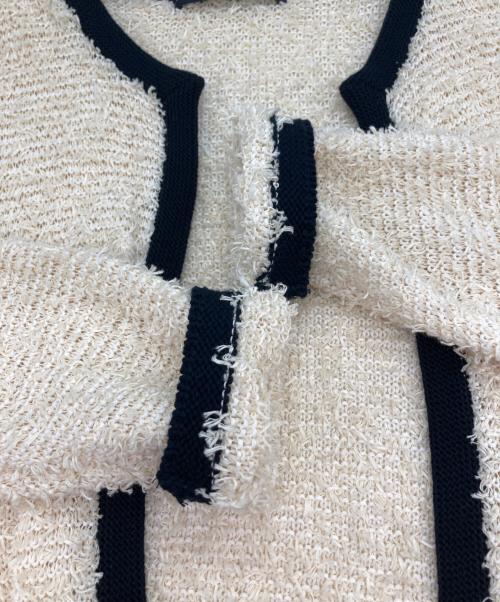 martinique（マルティニーク）martinique (マルティニーク) コットンシャギーパイピングニットジャケット アイボリー サイズ:FREEの古着・服飾アイテム