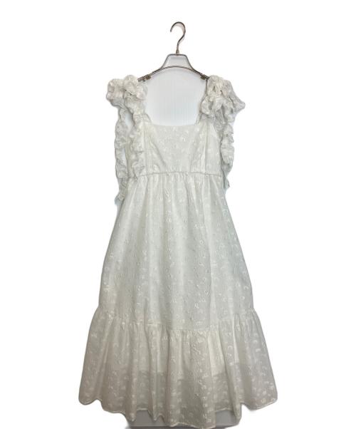 Snidel（スナイデル）Snidel (スナイデル) 肩リボンJQキャミワンピース ホワイト サイズ:1 未使用品の古着・服飾アイテム