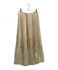 ASTRAET（アストラット）の古着「P サテン/オーガンジー マキシプリーツスカート」｜アイボリー