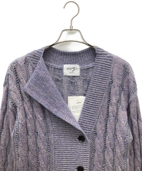 AKIRA NAKA（アキラナカ）AKIRA NAKA (アキラナカ) ケーブルニットカーディガン ラベンダー サイズ:1の古着・服飾アイテム