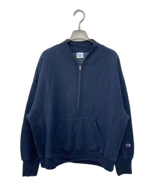 Champion REVERSE WEAVE（チャンピオン リバース ウィーブ）Champion REVERSE WEAVE (チャンピオン リバース ウィーブ) ハーフジップスウェット ネイビー サイズ:Ｍの古着・服飾アイテム