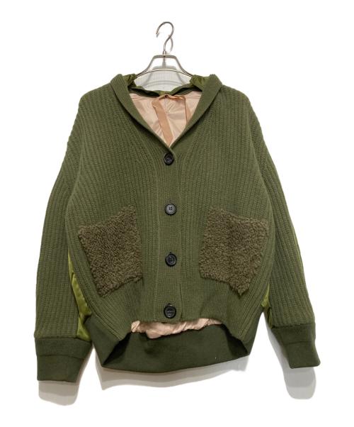 N°21（ヌメロヴェントゥーノ）N°21 (ヌメロヴェントゥーロ) ニットドッキングボンバージャケット カーキ サイズ:40の古着・服飾アイテム