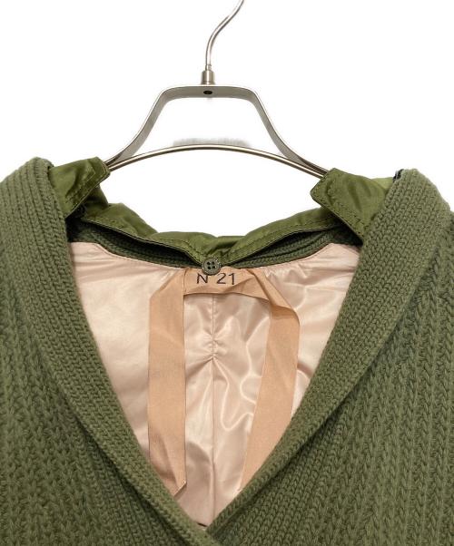 N°21（ヌメロヴェントゥーノ）N°21 (ヌメロヴェントゥーロ) ニットドッキングボンバージャケット カーキ サイズ:40の古着・服飾アイテム