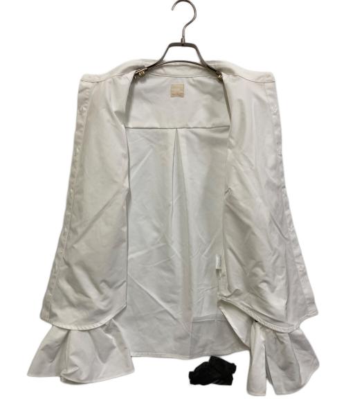 THREE SQUARE（スリースクエア）THREE SQUARE (スリースクエア) シャーリングボウタイブラウス ホワイト サイズ:FREEの古着・服飾アイテム