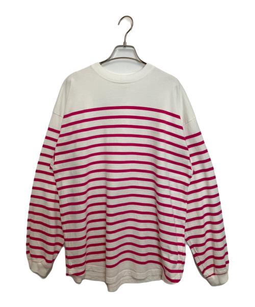 THE SHINZONE（ザ シンゾーン）THE SHINZONE (ザ シンゾーン) PANEL BORDER TOP ピンク サイズ:Freeの古着・服飾アイテム