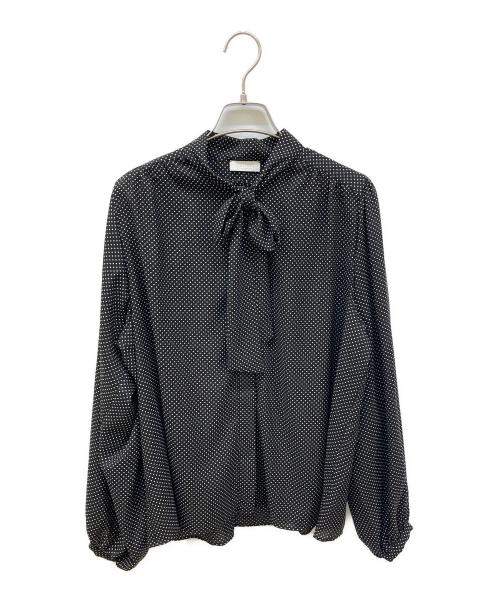 BALLSEY（ボールジィ）BALLSEY (ボールジィ) ミニドットプリント ボウタイブラウス ブラック サイズ:36の古着・服飾アイテム