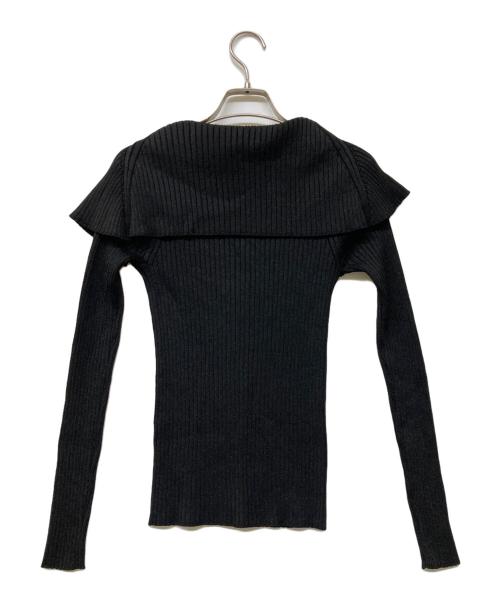 ESTNATION（エストネーション）ESTNATION (エストネーション) ラメリブビッグカラーカーディガン ブラック サイズ:Freeの古着・服飾アイテム