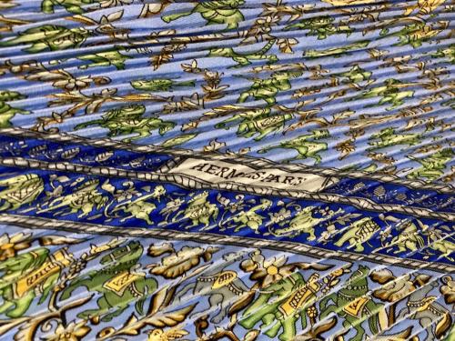 HERMES（エルメス）HERMES (エルメス) プリーツスカーフ ブルーの古着・服飾アイテム